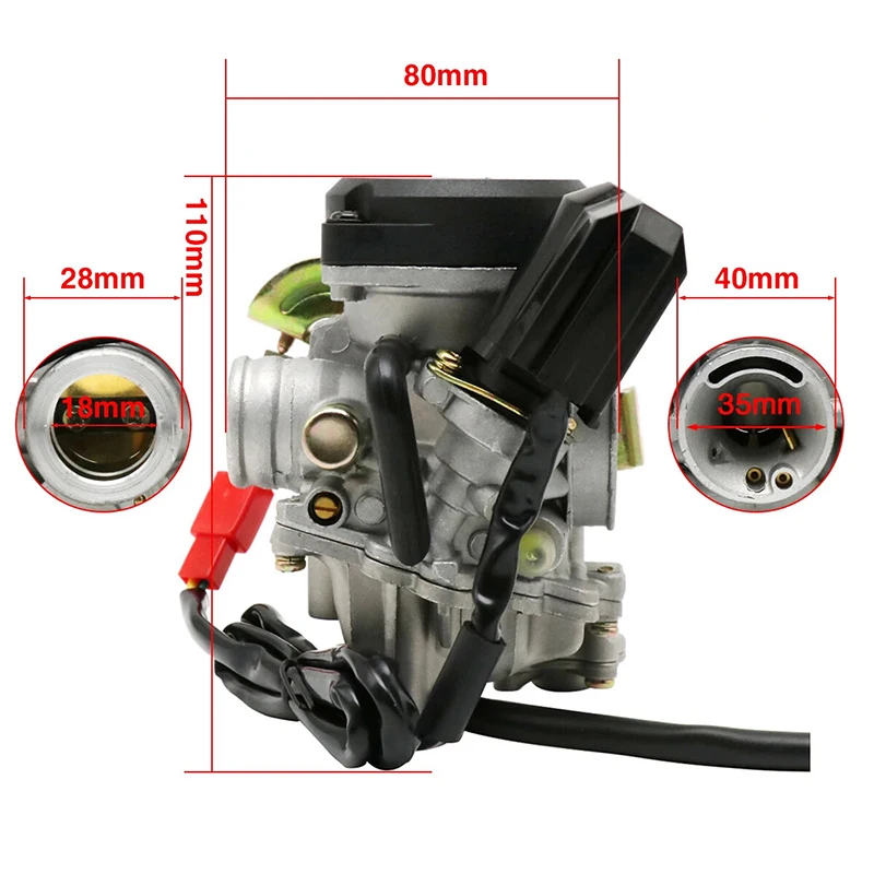 Фото GY6 Мотоциклетный карбюратор PD18J 4-тактный 50cc 60cc 137qma 139qmb Скутер Мопед Байк №4