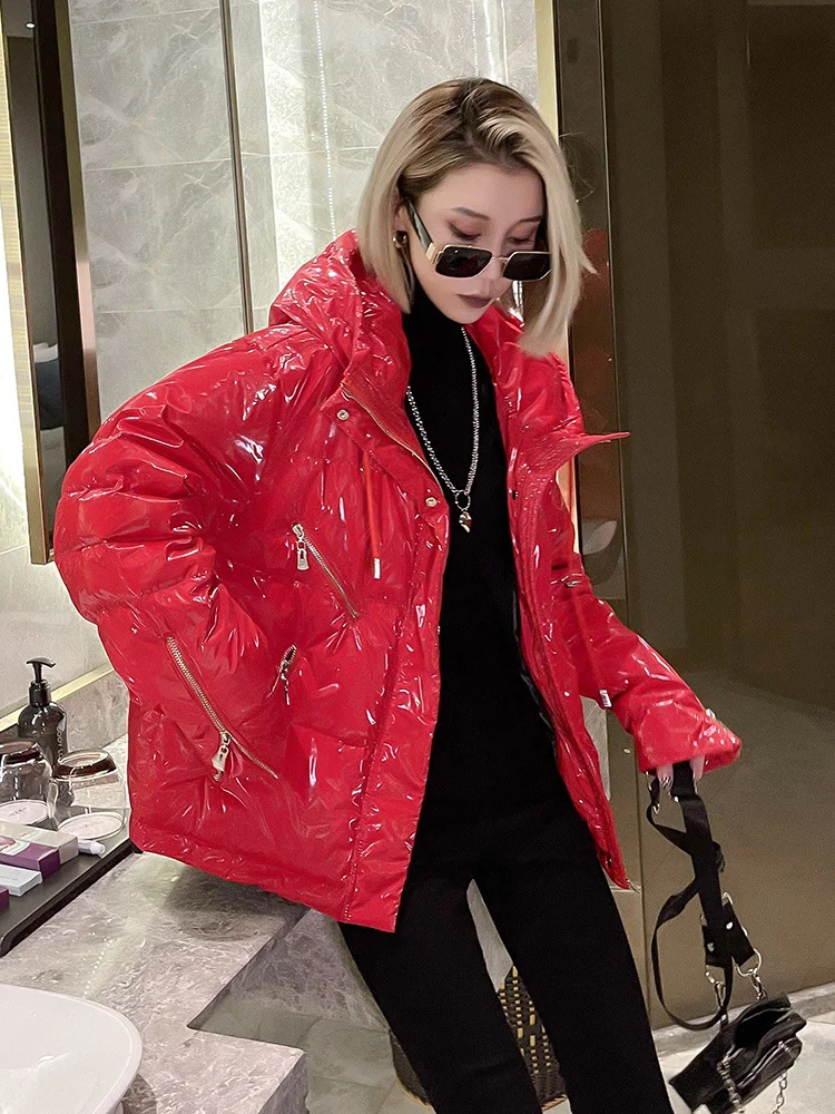 Пуховик женский зимний с воротником-стойкой 90% пуха белой утки