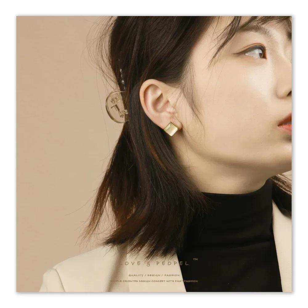 Элегантные квадратные серьги с камнем кошачий глаз из серебра 925 пробы оптовая