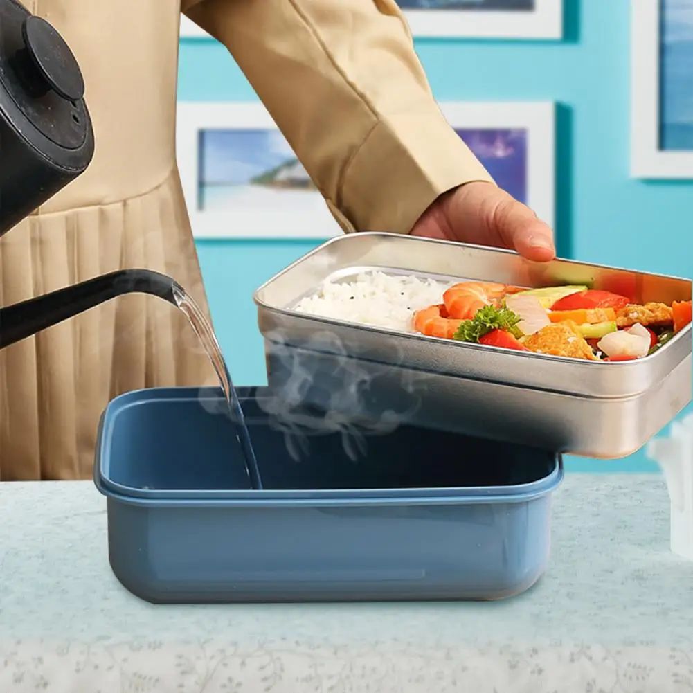 

Insulated Bento Lunch Box Reusable Removable Microwave Safe 304 Stainless Steel Food Containers With Spoon