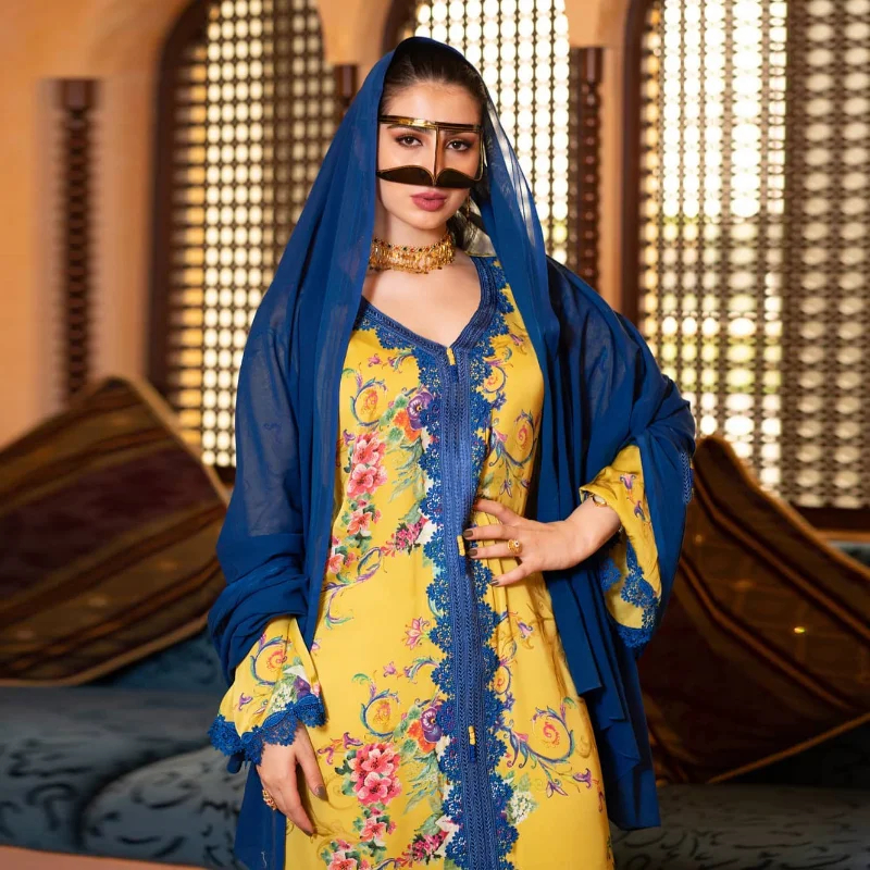 

Caftan Marocain Floral Embroidery Tape Trim Lace Panel Dress Ethnic Flower Print Casual Loose Abayas For Women Dubai 2022