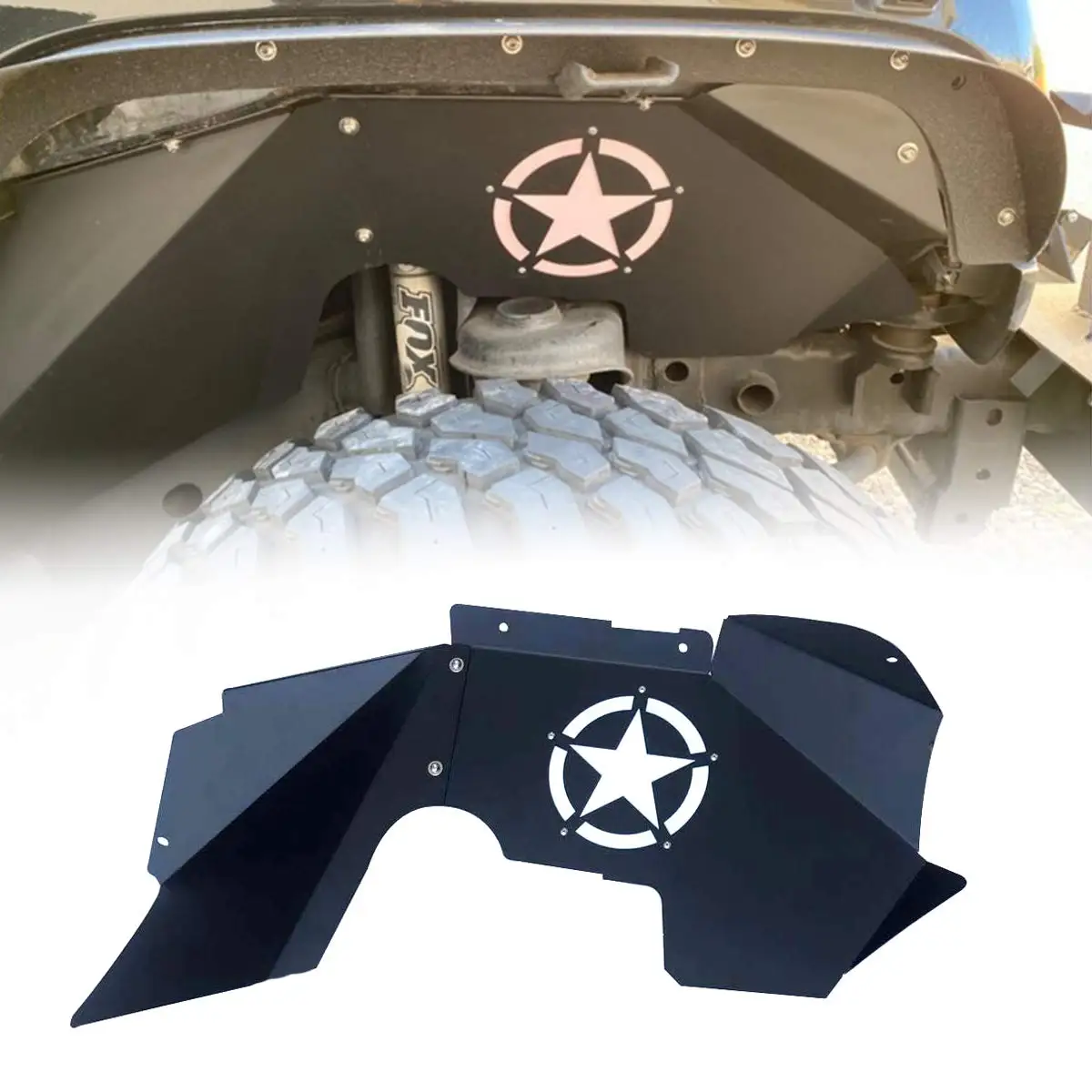 

Front Inner Driving Drum Fender Liners for Jeep Wrangler JK JKU 2007-2017 Steel Sheet Black Splash Guards Lightweight Design