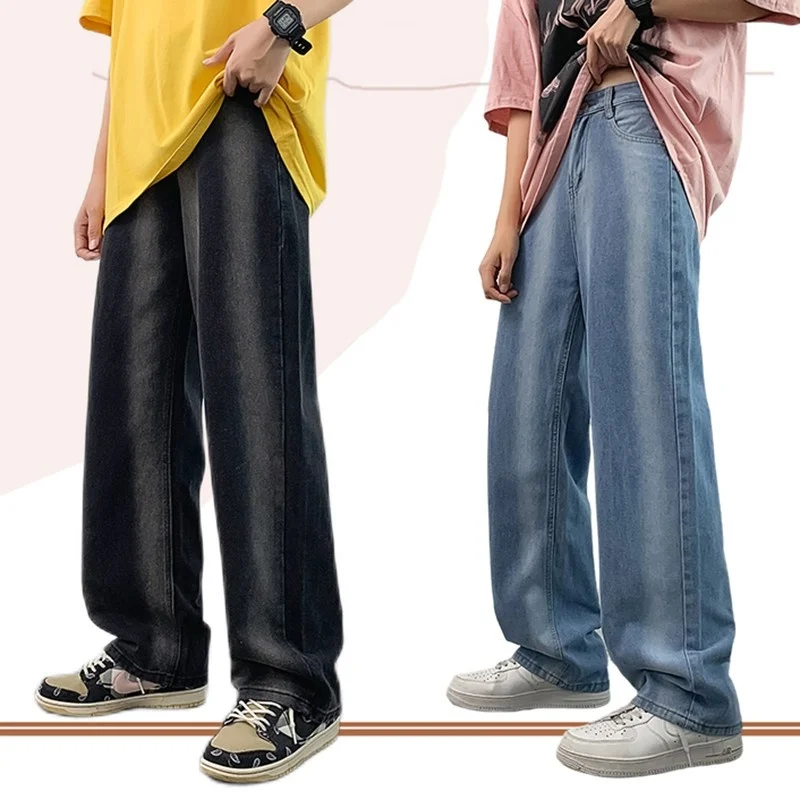 Blue/Black Baggy Jeans Men Fashion Casual Straight Jeans Men Streetwear Hip Hop Loose Wide Leg Denim Pants Mens Trousers S-2XL