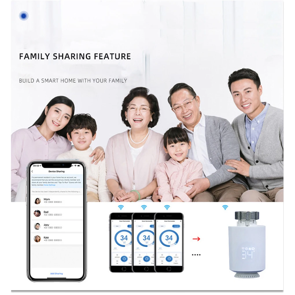 

Smart Thermostat Valve Detachable Programmable Touch Screen Battery Powered Digital Radiator Temperature Controller Actuator