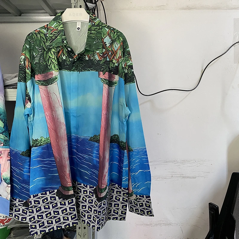 

Beach Scenery Casablanca Harajuku Shirts Men Women oldschool Long Sleeve 2023fw graphic Hawaii Beach hiphop Shirt streetwear