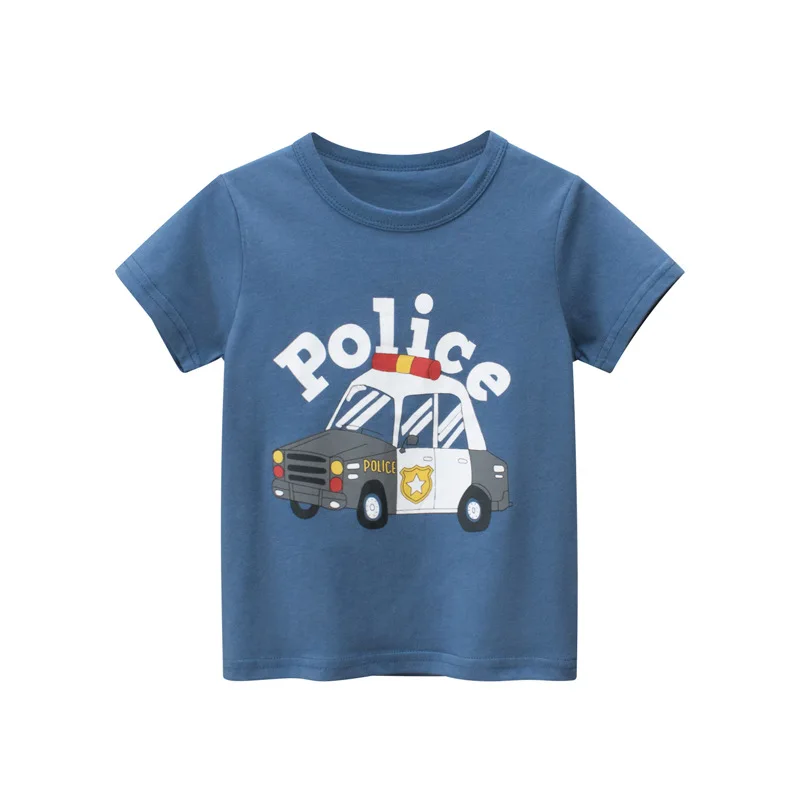 Boy Summer Casual Short Sleeve T-Shirts Kids Wear Cartoon Car Tee Shirt CrewNeck Top Children Fashion Clothing