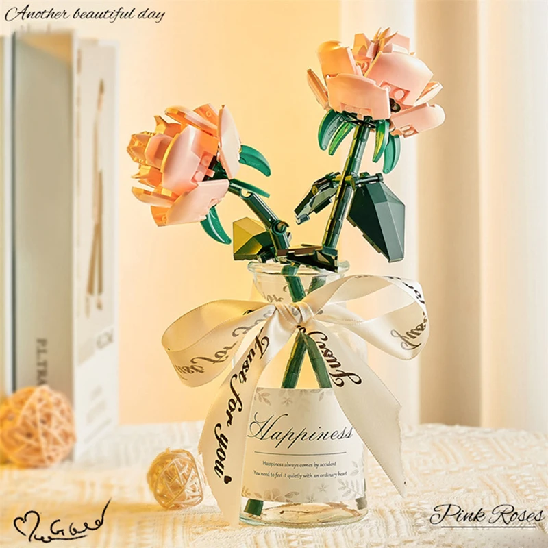 Конструктор розовая роза MOC игрушки на День святого Валентина набор кирпичей