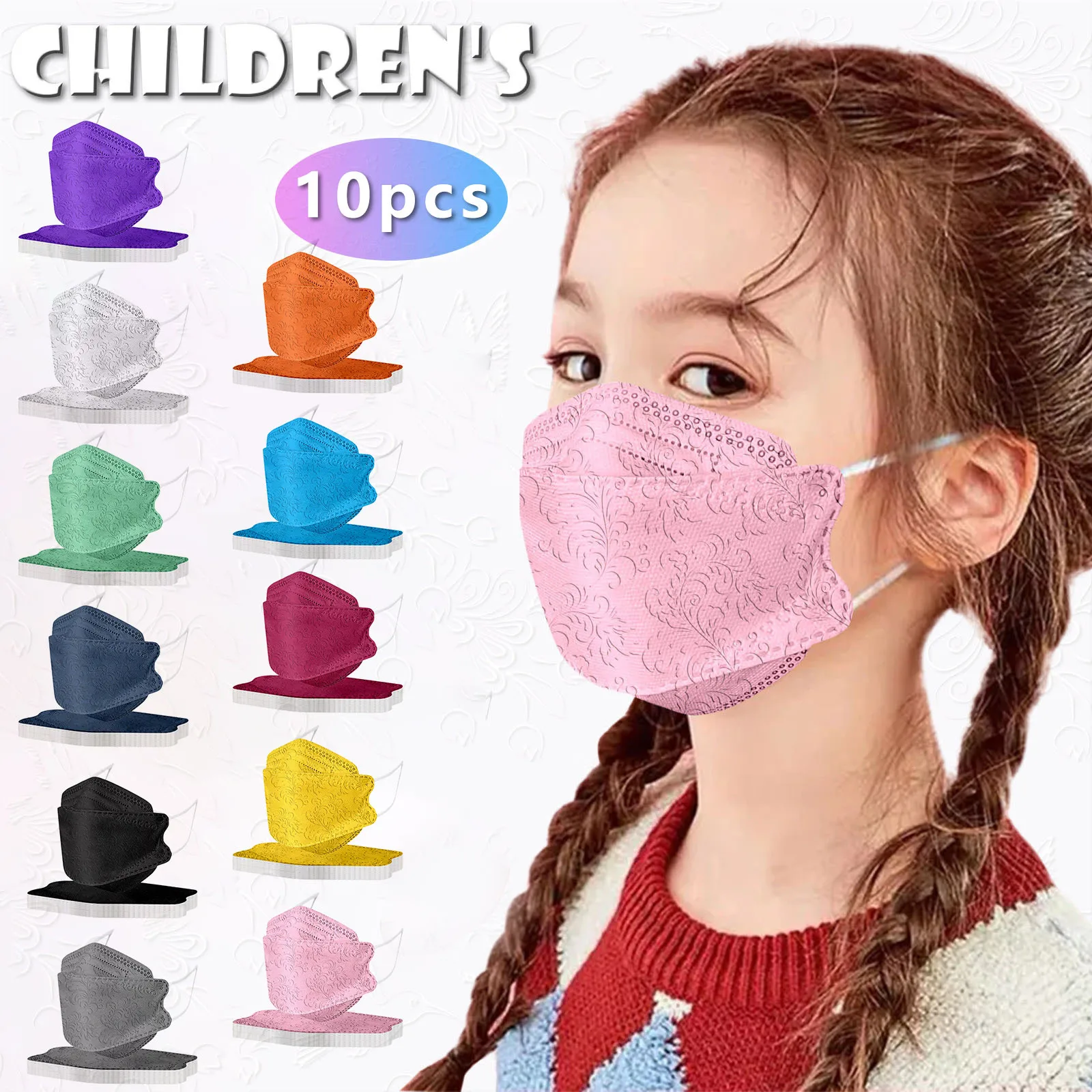 Детские маски для лица с 3d-дизайном 4-слойная дышащая маска дизайн рыбий рот |