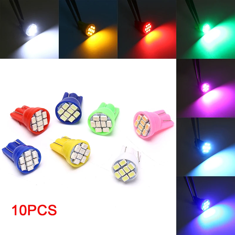 

10pcs T10 1206 8SMD LED Width Indicator Light W5W Driving Light Parking Light Wedge Bulb Auto Dashboard Indicator Lamps DC