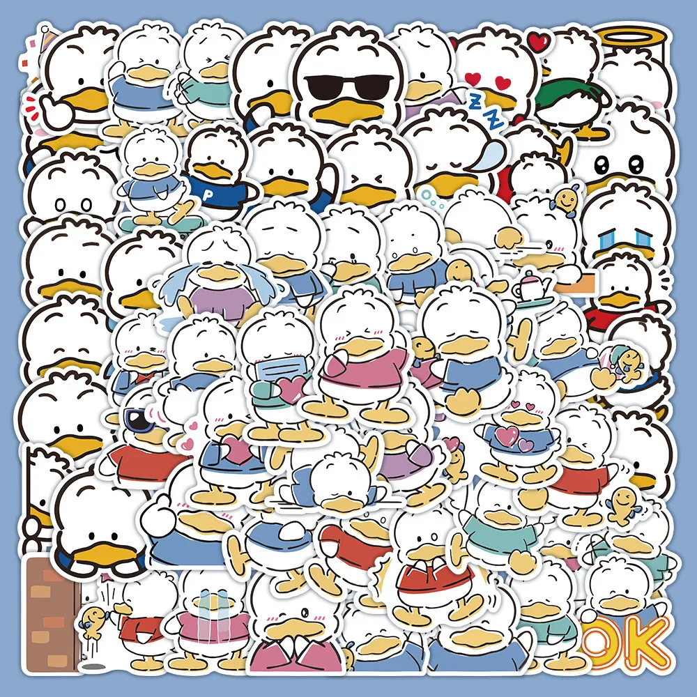 

60pcs Cute Cartoon Baker Duck Stickers Hand Account Line Small Duck Graffiti Stickers Water Cup Stationery Decorative Stickers