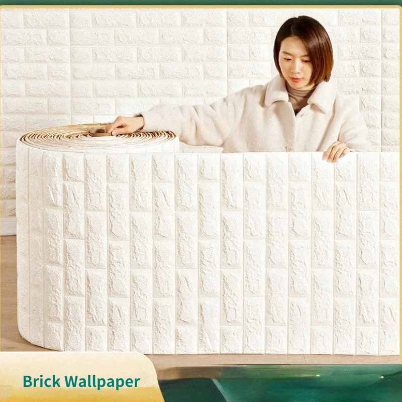 

1/3/5/10 M 3D Self-adhesive Foam Brick Thicken Wallpaper Waterproof and Oilproof DIY Wallpaper Room Living Room Decoration