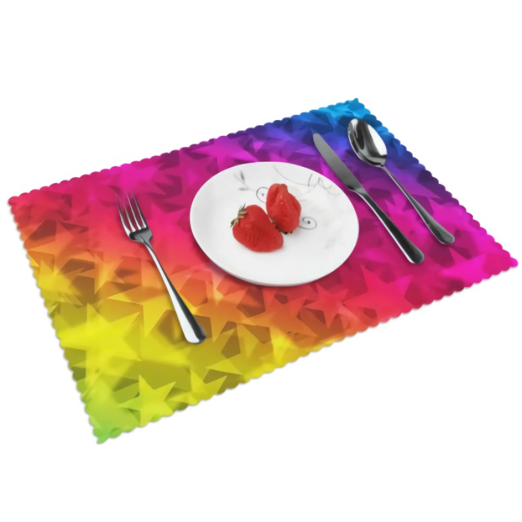 

Rainbow Stars Placemats for Dining Table Set of 4 Rainbow Stars Decor Rectangular Heat Resistant Washable Place Mat