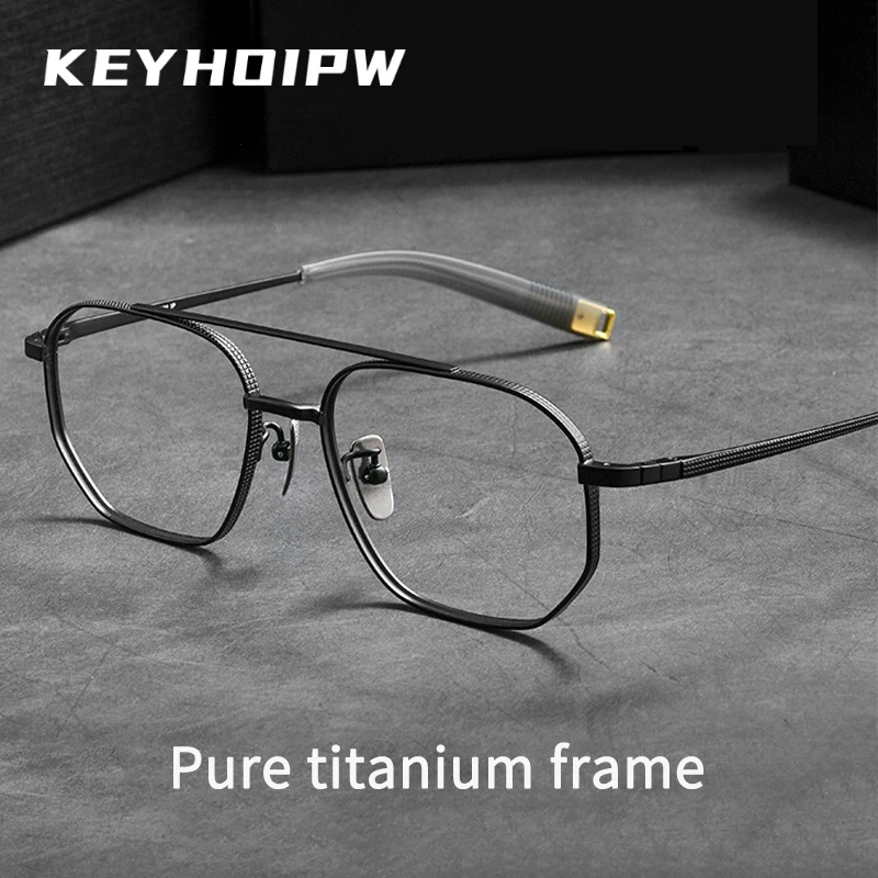 KEYHOIRW  Luxury Fashion Retro Myopic Glasses Ultra-Lightweight Titanium Optical Prescription Eyeglass Frames For Men BWT07518