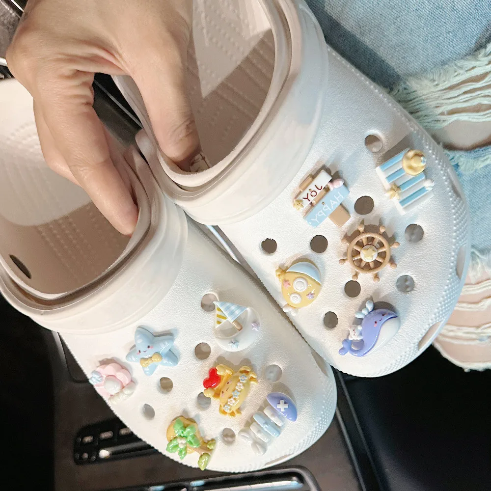 Милый мультяшный океанский стиль обувь с отверстиями подвески украшения летние