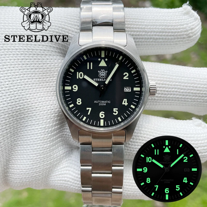

STEELDIVE Mens Automatic Mechanical Watches Men Sport Dive Watch 20ATM Waterproof Men's wristwatch Switzerland C3 Luminous Clock