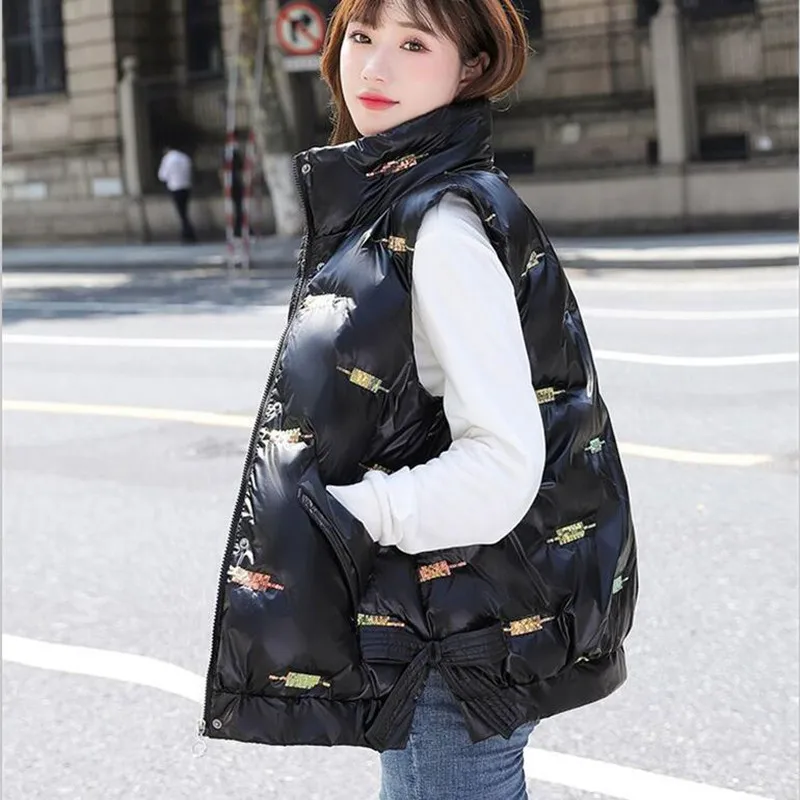 

Новинка 2023, зимний жилет, Женское пальто, жилеты с вышивкой и бантом, Женское пальто, теплая плотная модная женская верхняя одежда