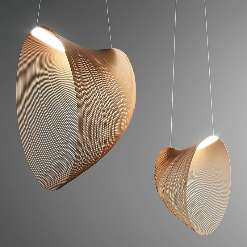 

Salon Lampe Lamparas De Techo Wood Art Shade Lamp modern Straw Hat Design Chandeliers Lustres Para Sala Jantar Led Light Lustre