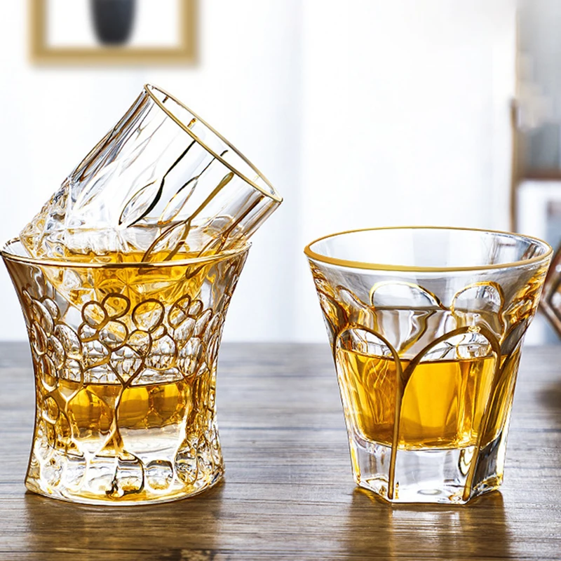 

European Luxury Hand-drawn Glass Wine Glass Spirit Cup Whisky Brandy Foreign Wine Glass Kitchen Restaurant Drinking Utensils