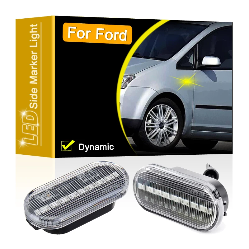 

12V Clear Lens Dynamic LED Side Marker Lamp Assembly For Ford C-Max Fiesta Focus Fusion Galaxy Blinker Turn Signal Light