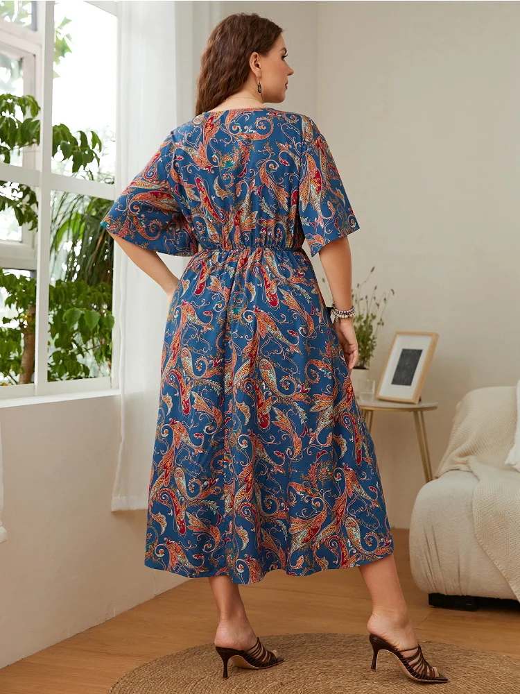Oversized women's clothing new product popular loose fitting fashionable printed dress womens plus size summer dresses
