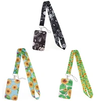 jf1418 sunflower lanyard card holder neck strap for key id card cellphone straps badge holder diy hanging rope phone accessories