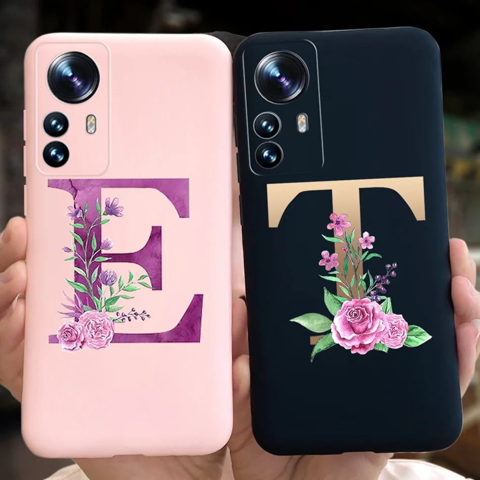 Модный силиконовый чехол с надписью Initial для Xiaomi Mi 12 Pro мягкий из ТПУ цветочным
