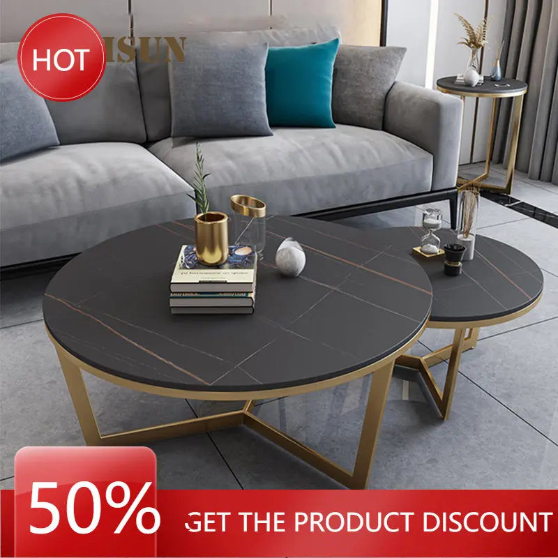 

Круглый журнальный столик из шифера, простой современный центральный столик для гостиной в маленькой квартире, роскошная мебель в скандинавском стиле для дома