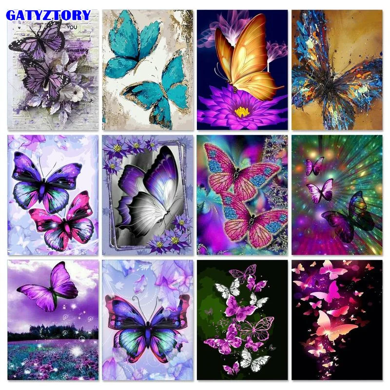 

GATYZTORY Oil Painting By Numbers For Adults Butterfly Canvas Painting Wall Art Animals Modern Drawing Coloring By Numbers Child