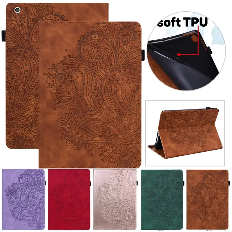 

For Honor Pad X8 Case 10.1 inch AGM3-W09HN Flower Embossed Wallet Funda For Huawei Honor Pad X8 Lite X8 Cover Tablet Case