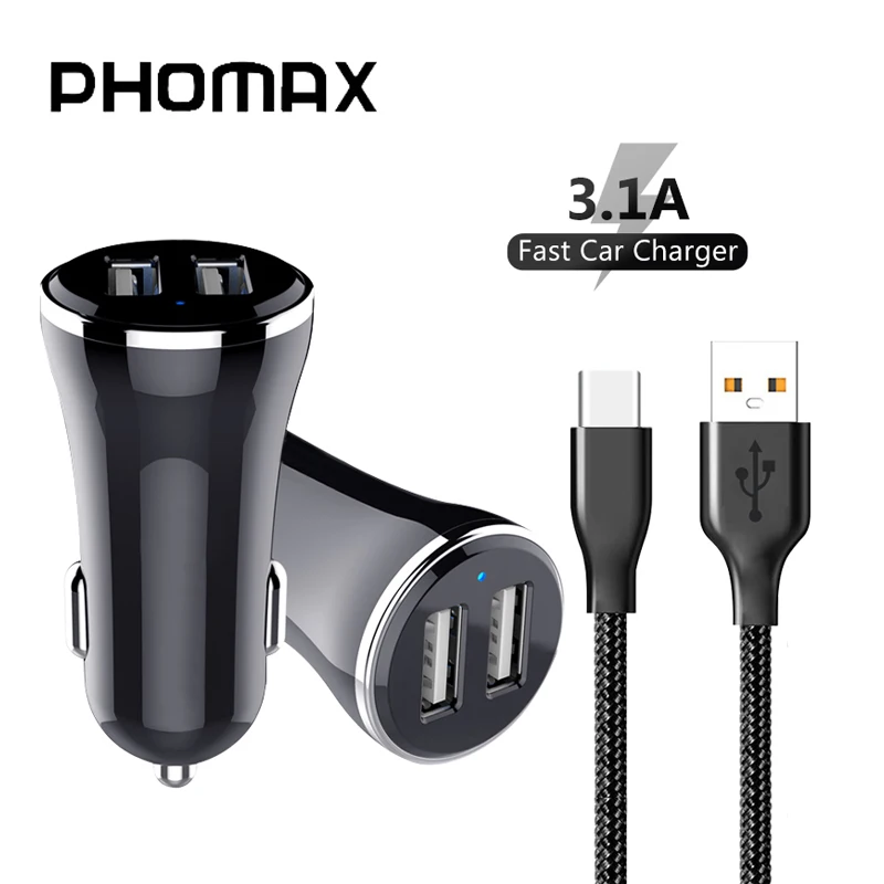 

PHOMAX 36W Car Power Adapter QC3.0 FCP AFC 3.1A Smart Fast Dual USB Car Charger For Samsung Xiaomi Smartphone IPad Accessories