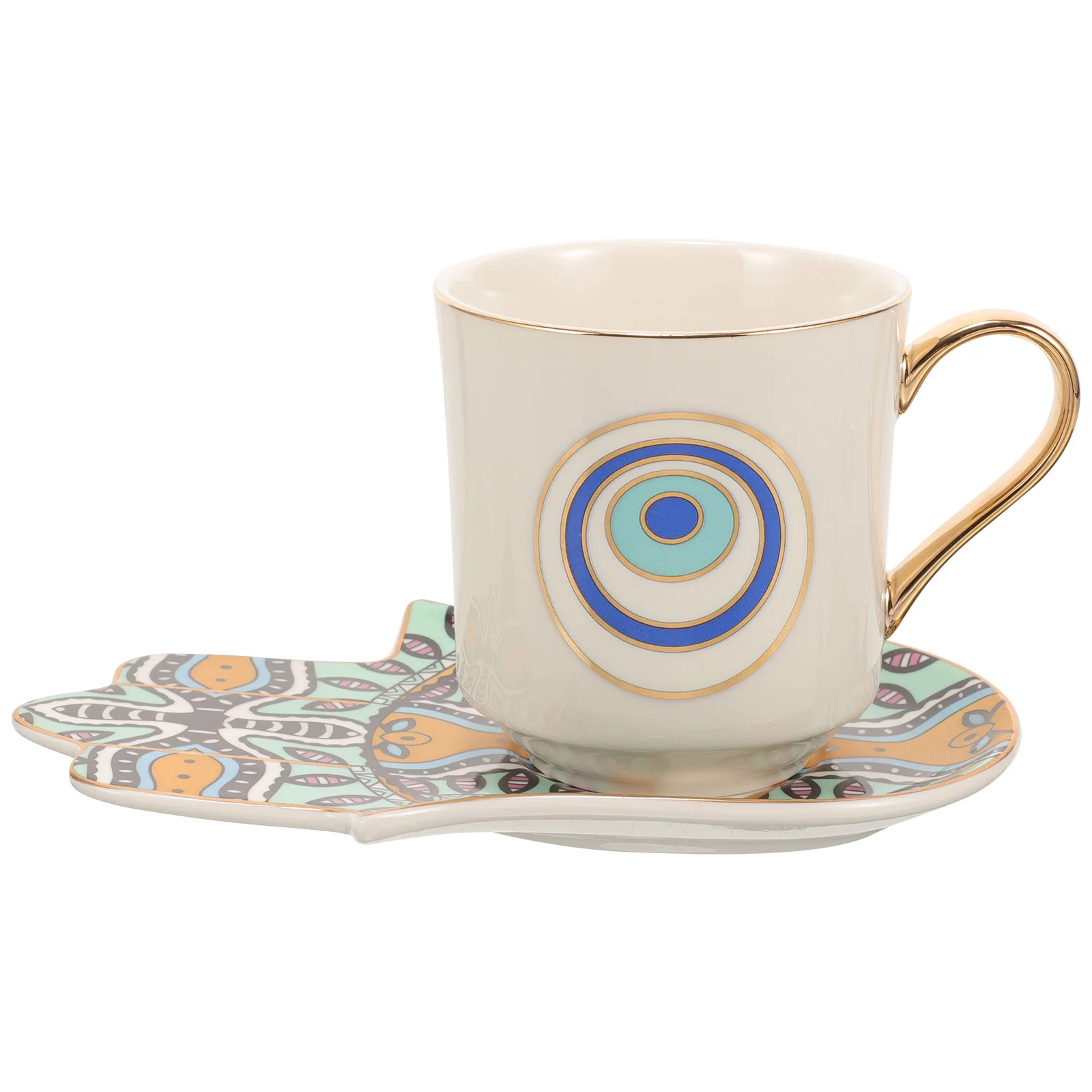 

1 Set of Ceramic Tea Cup Coffee Mug with Saucer Office Painted Coffee Mug Elegant Coffee Cup