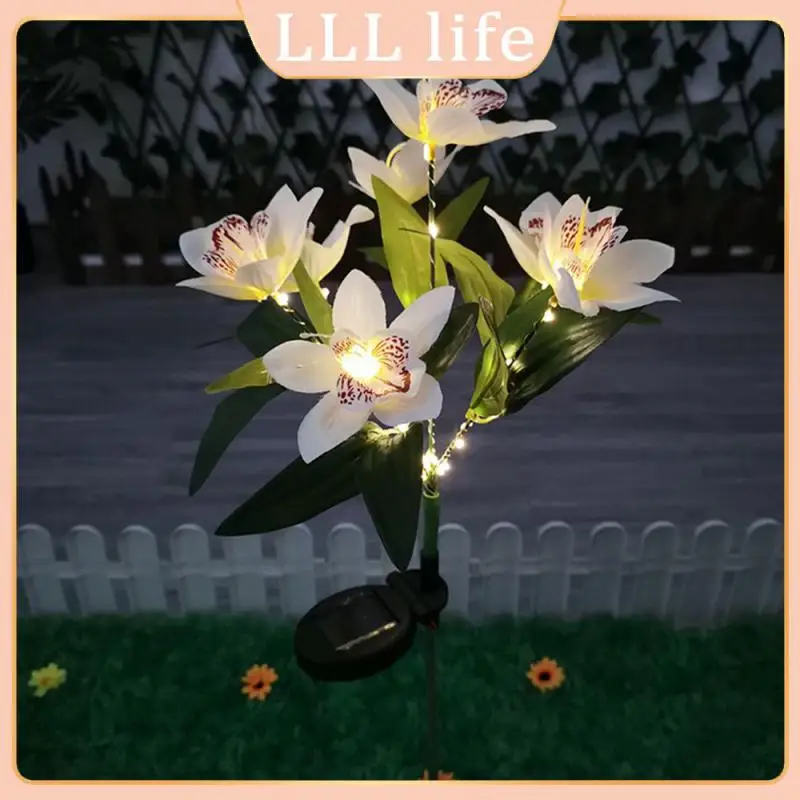 

Orange Red Decoration Landscape Street Lamp Simulation Flower Orchid Lamp Garden Decoration New Solar Light Outdoor Lighting