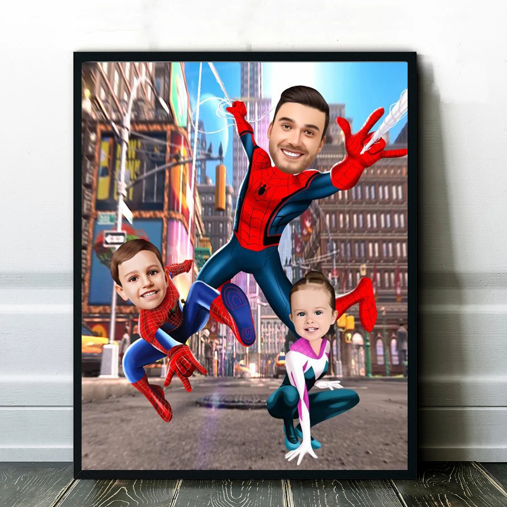 

Наборы для алмазной живописи 5d, персонажи Marvel на заказ, отец, дети, портрет, семья, 2-4 персонажа, украшение для дома