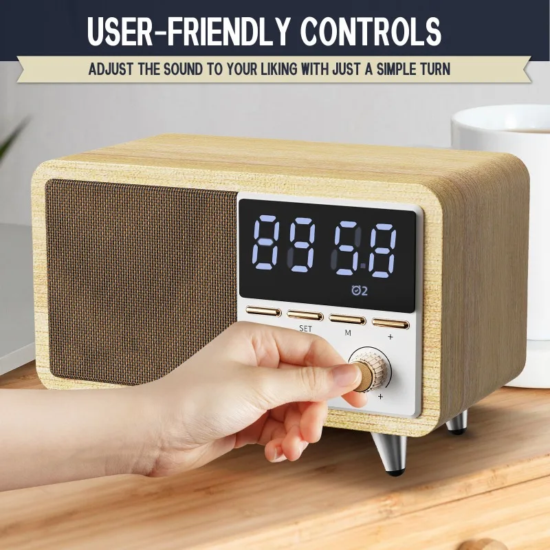 Фото CM608 Ретро Bluetooth-динамик FM-редио Портативный сабвуфер Будильник Многофункциональный музыкальный плеер Поддержка TF-карты Воспроизведение AUX №5