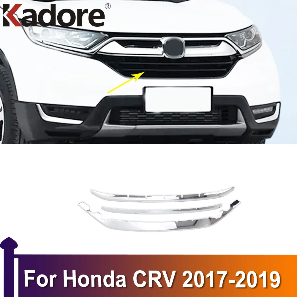 

For Honda CRV CR-V 2017 2018 2019 Chrome Front Lower Bumper Grille Bottom Cover Protector Strip Trim Accessories Car Styling