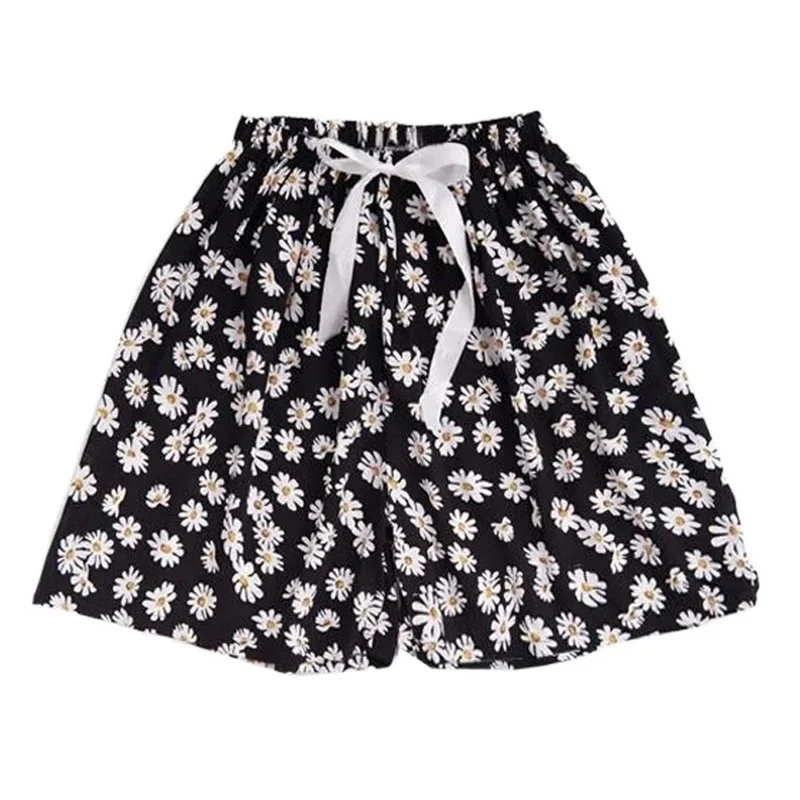 Summer Women Casual High Waist Shorts Pants Womens Bohemian Beach Lightweight Printed Drawstrings Elastic Waist Lounge Bottoms