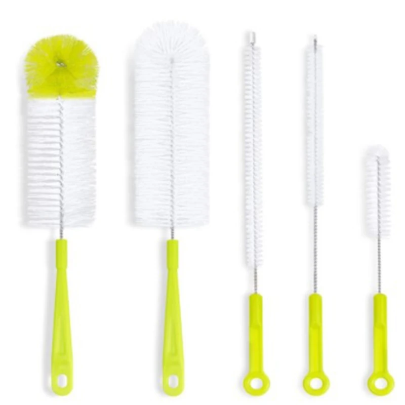 

581C 5 Pcs Long Handle Cleaning Brush Sets for Narrow-mouth Baby Bottle Pipe Washing Sports Water Bottle Glass Tube Cleaner