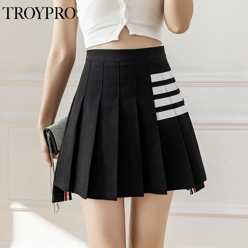 

Летняя Новинка 2022, облегающая трапециевидная юбка TROYPRO с высокой талией, плиссированная юбка в полоску, женская короткая юбка, необычная Ули...