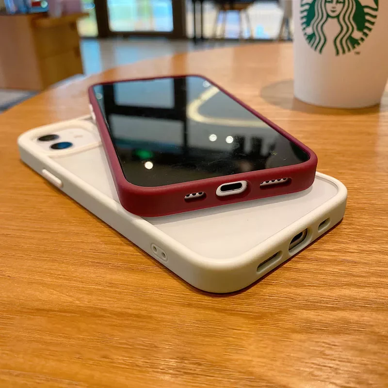 

Luxury Transparent for iPhone 13 12 11 Mini Pro Max X XR XS 7 8 Plus Armor Shockproof Soft Color Bumper Acrylic Hard Cover