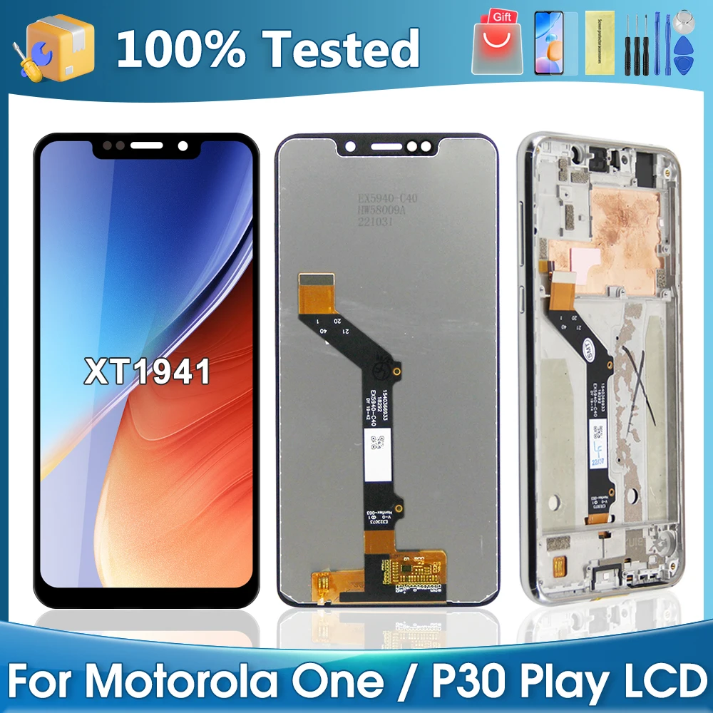 

P30Play 5.9"Original For Motorola Moto One P30Play LCD Display Touch Screen Assembly XT1941 XT1941-2 Digitizer Replacement Parts