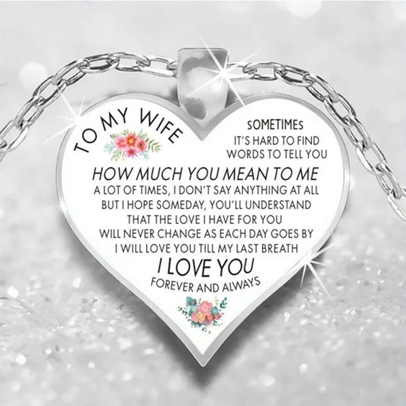 

Creative Peach Heart Letter Pendant Necklace Love Sweater Chain for My Wife My Son Daughter Fashion Jewelry Gift