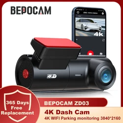 Видеорегистратор BEPOCAM ZD03 UHD 4K, 150 °, Wi-Fi, 2160P