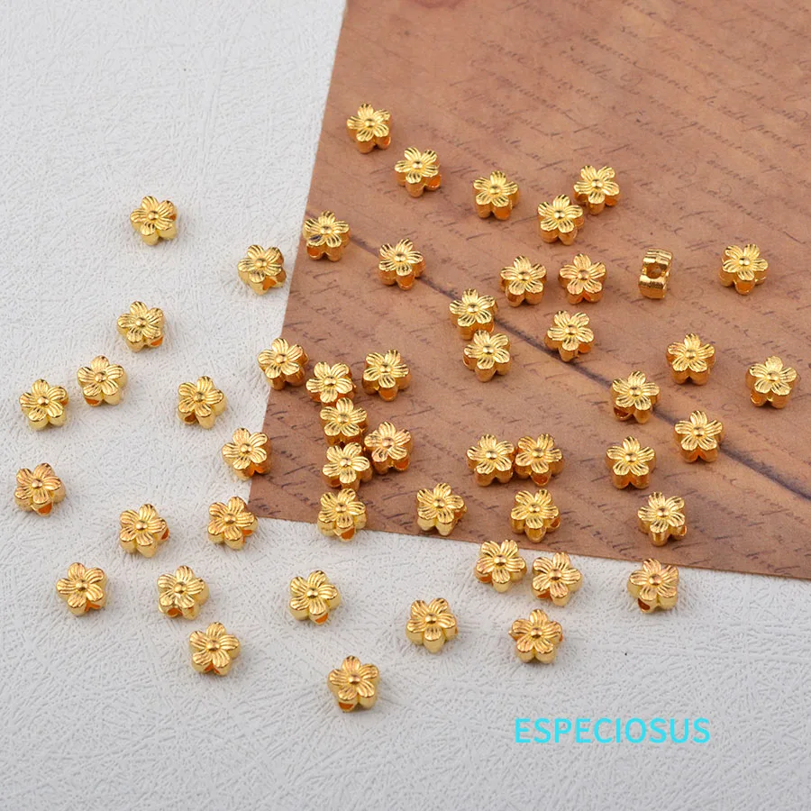 Позолоченные металлические бусины из сплава в форме цветка