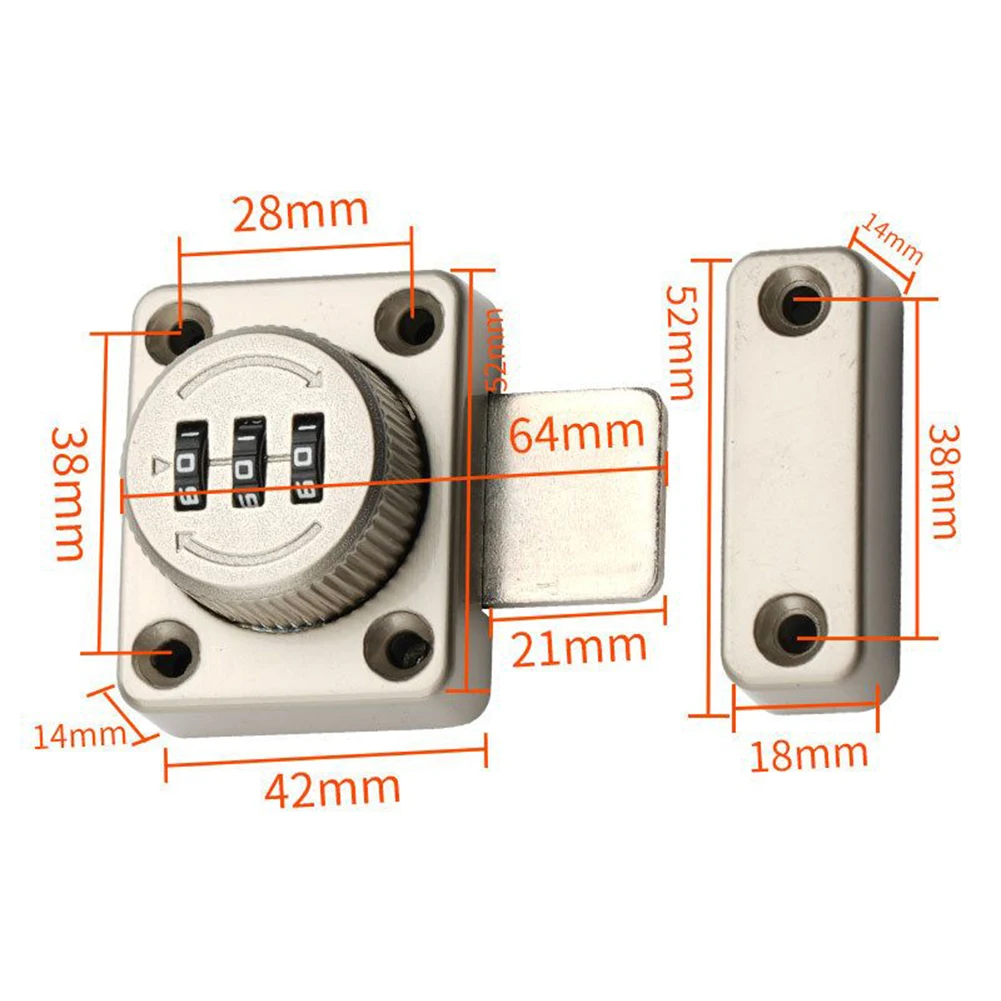 

1pcs 3 Digit Combination Password Doors Lock Smart Cam Code Lock Zinc Alloy For Mailbox Cabinet Doors Hardware Sliding Bolt Lock