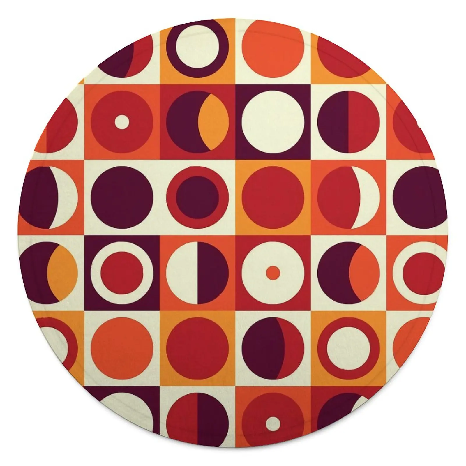 

Круглое фланелевое одеяло в стиле ретро, супермягкое одеяло с принтом Orangy 70s, зимнее покрывало с графическим принтом для спальни и кемпинга