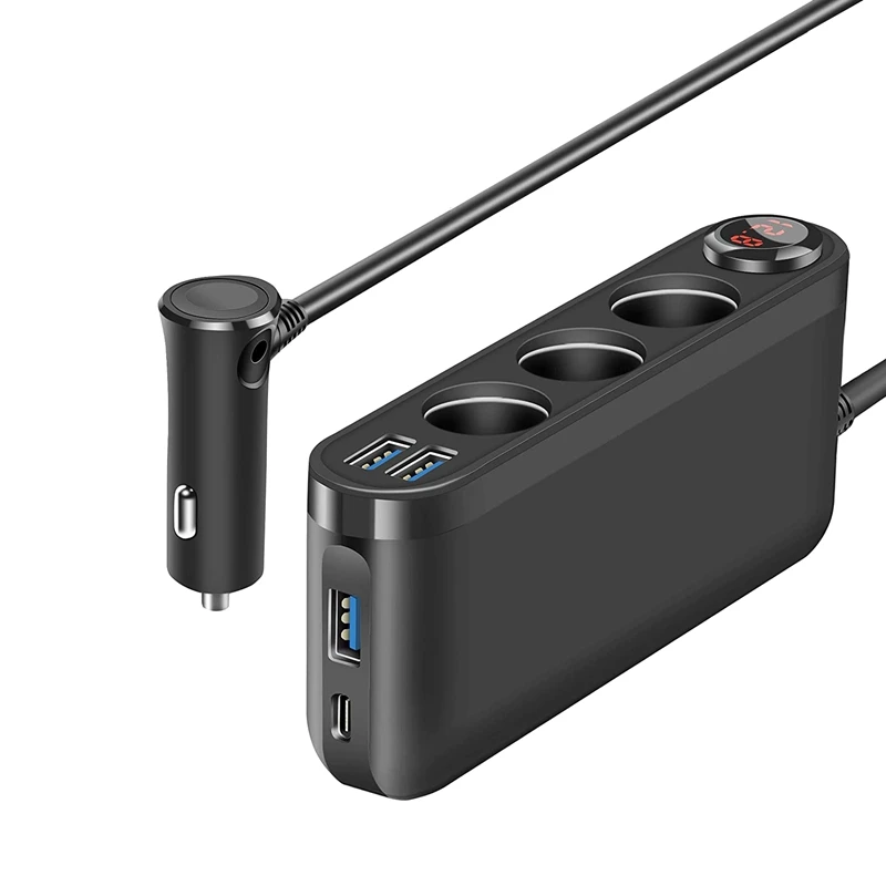 

Car USB Adapter Splitter 120W QC3.0 USB Fast Charger 4 Port Socket With Voltmeter Auto Accessories