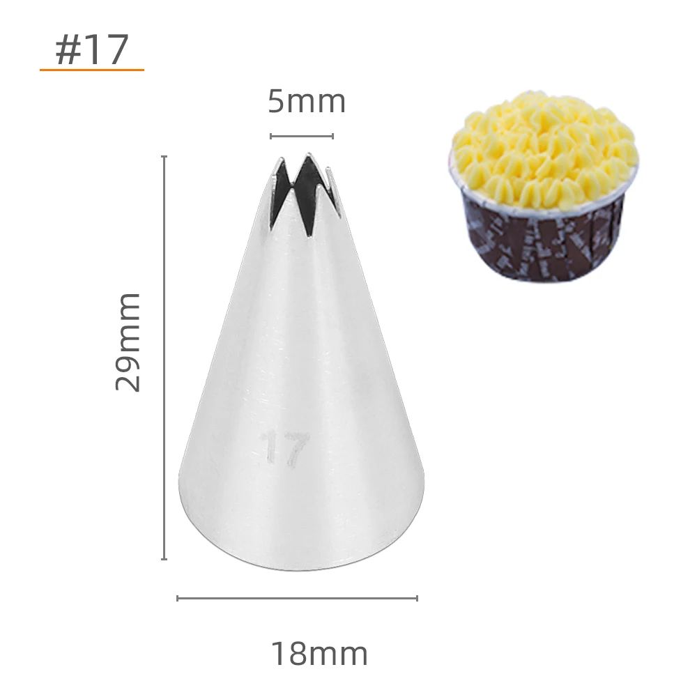 

(30pcs/Lot) Free Shipping MRF Stainless Steel 18/8 Cake Decorating Small 5MM Top Open Star Icing Nozzle Cupcake Piping Tips #17
