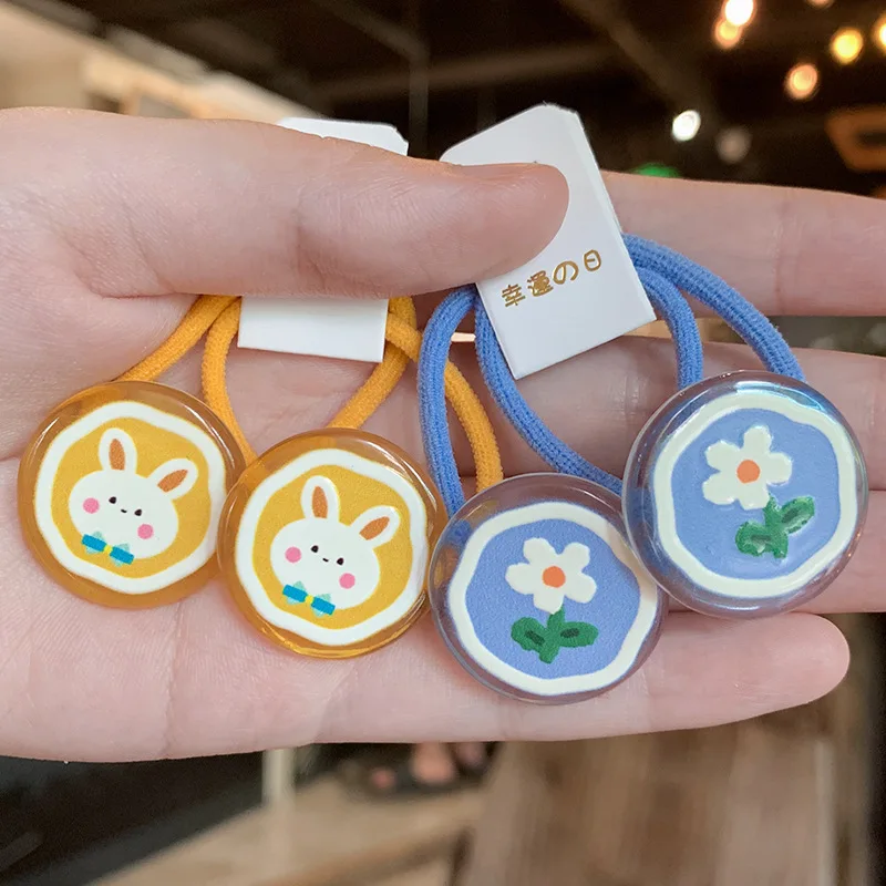 

2 шт./лот милые корейские Акриловые Детские эластичные резинки для волос карамельных цветов Детские резинки для волос аксессуары для девоче...