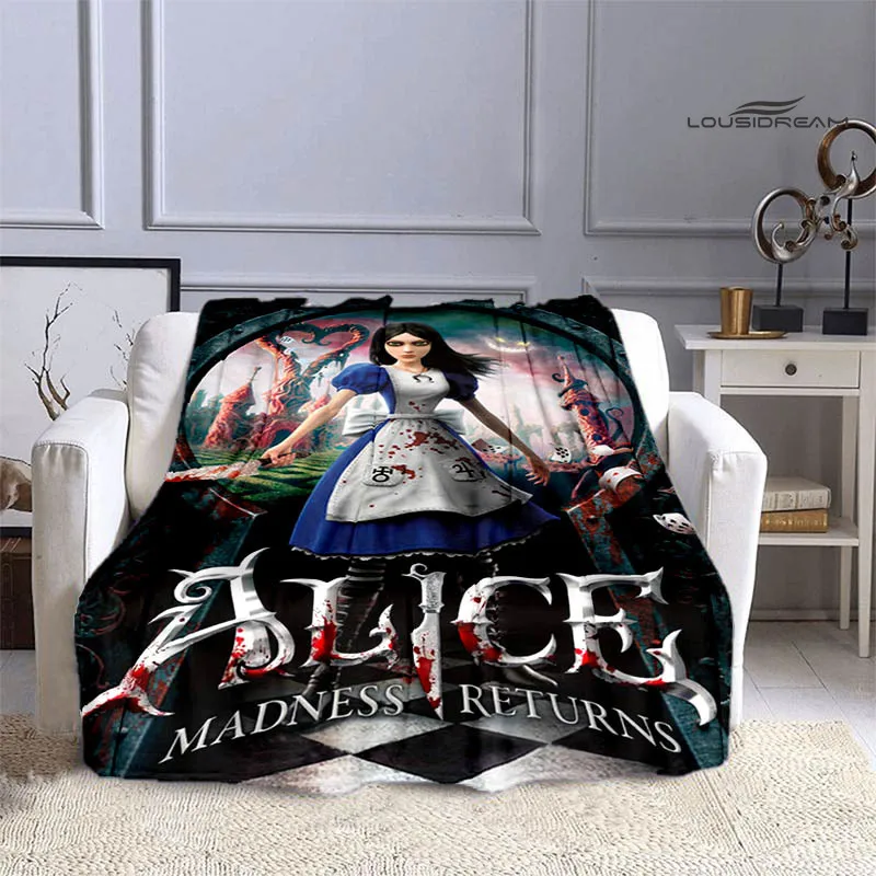 

alice madness returns Printed Blanket Flannel Soft Cozy Blanket Home Travel Essentials Birthday Gift Kids Warm Blanket