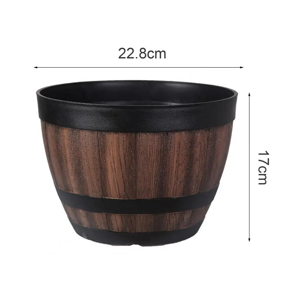 

Useful Plant Pot Plastic Succulent Planter Corrosion-Resistant Faux Whiskey Barrel Planting Basket Durable